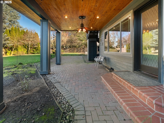 view of patio with ceiling fan