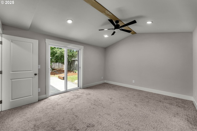 1633 N Q St, Washougal, WA 98671 - unfurnished room with ceiling fan, carpet, lofted ceiling, and recessed lighting