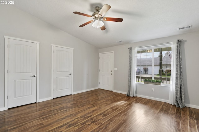 516 SE 8th Pl Unit H17, Battle Ground, WA 98604 - spare room with visible vents, ceiling fan, lofted ceiling, and wood finished floors