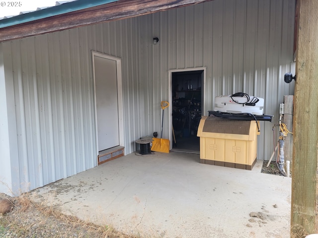 property entrance with a patio