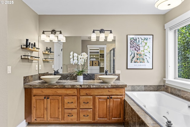 3946 SW Coronado St, Portland, OR 97219 - full bathroom featuring double vanity and a whirlpool tub