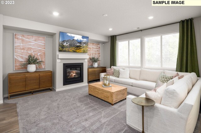 2484 SE Teal Ave, Gresham, OR 97080 - living area featuring recessed lighting and a glass covered fireplace