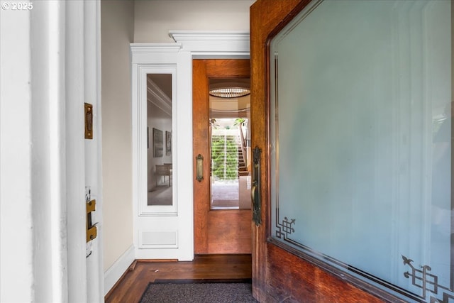 1111 NW 25th Ave Unit 1, Portland, OR 97210 - entryway with dark wood-style floors and baseboards