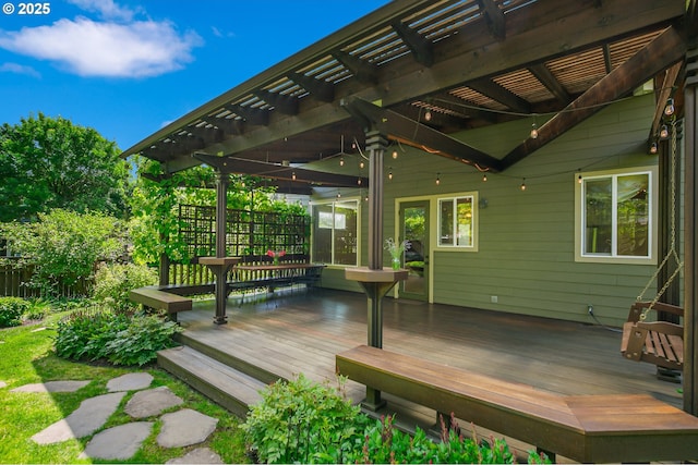 13577 SE Kisor Ct, Happy Valley, OR 97086 - wooden terrace with a pergola