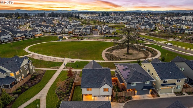 3985 SE Lostine Ln, Hillsboro, OR 97123 - aerial view at dusk of a residential view and a mountain view