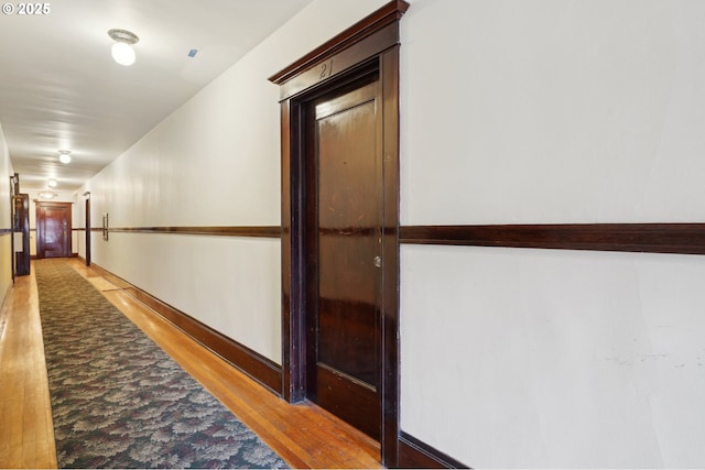 hallway with light wood-type flooring