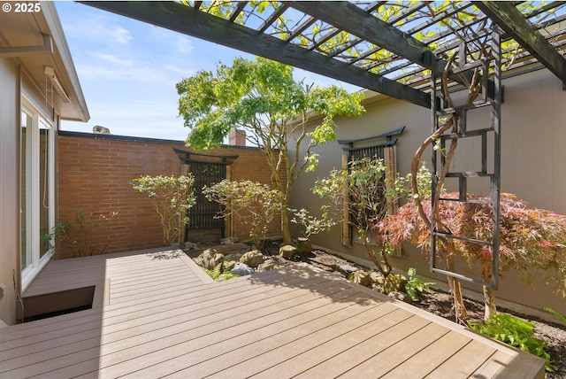 wooden terrace with a pergola
