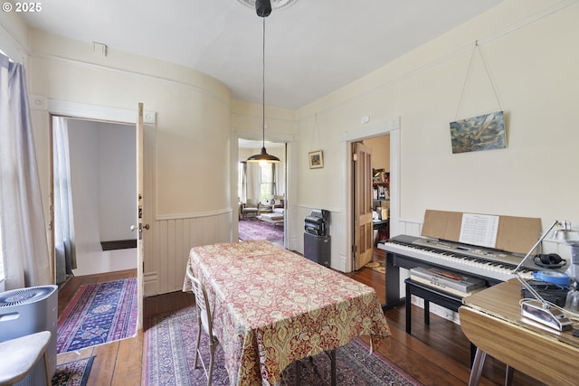 1817 SE 12th Ave, Portland, OR 97214 - dining room featuring hardwood / wood-style flooring and a wainscoted wall