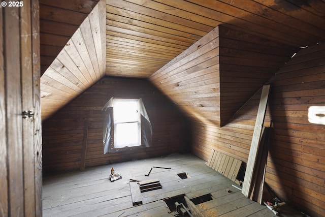 1817 SE 12th Ave, Portland, OR 97214 - bonus room featuring wood ceiling, lofted ceiling, wooden walls, and wood-type flooring