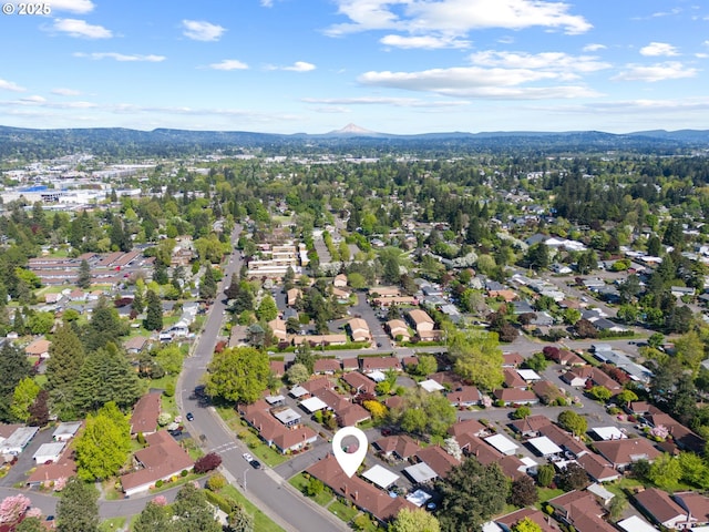 drone / aerial view with a mountain view