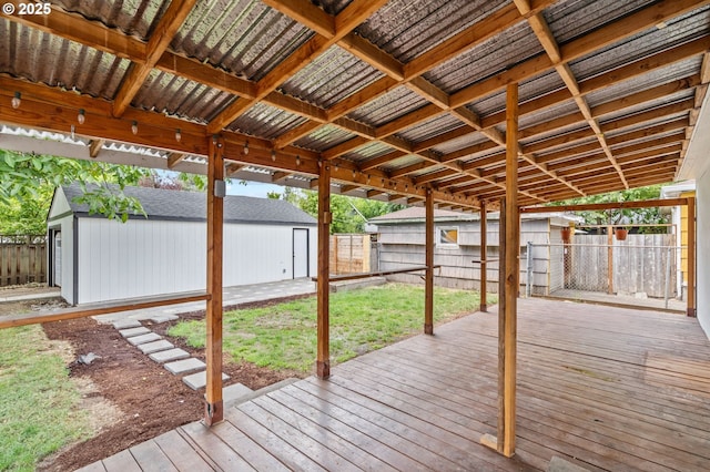 3235 SE 69th Ave, Portland, OR 97206 - wooden deck with a fenced backyard and a shed