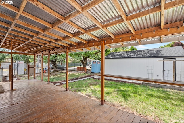 3235 SE 69th Ave, Portland, OR 97206 - wooden terrace with a storage unit