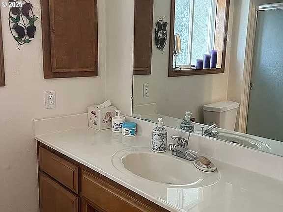 bathroom with toilet and vanity