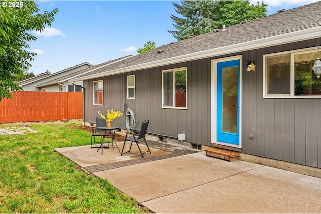 3191 Zinnia St, Eugene, OR 97404 - rear view of property with entry steps, a patio area, and roof with shingles