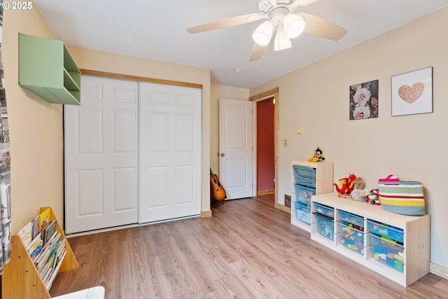 108 Watts Ave, Cascade Locks, OR 97014 - rec room with light wood-style flooring and ceiling fan