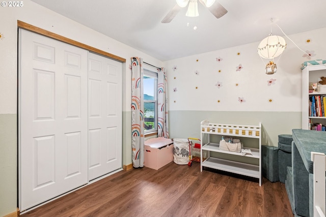 108 Watts Ave, Cascade Locks, OR 97014 - bedroom featuring wood finished floors, a closet, and a ceiling fan