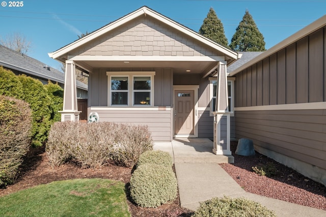 view of front of house featuring a porch and board and batten siding