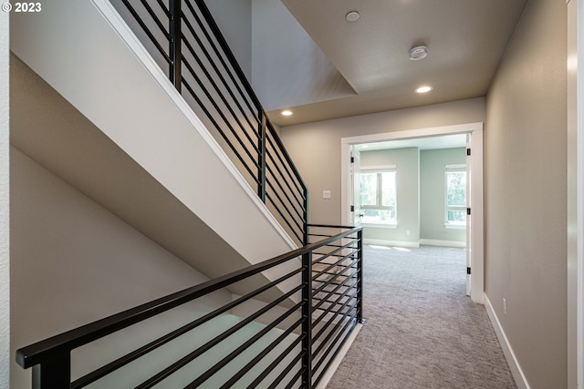 304 N Bridgeton Rd, Portland, OR 97217 - staircase featuring carpet and recessed lighting