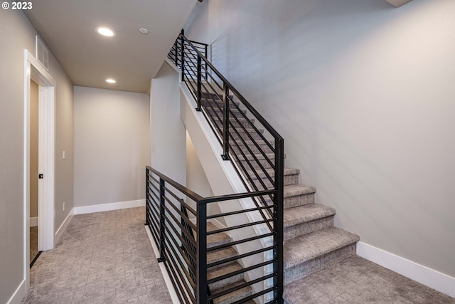 304 N Bridgeton Rd, Portland, OR 97217 - stairway featuring carpet floors and recessed lighting