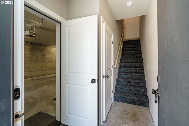 304 N Bridgeton Rd, Portland, OR 97217 - stairs with unfinished concrete flooring