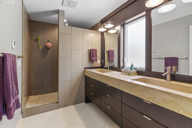 703 NW 94th St, Vancouver, WA 98665 - full bathroom featuring tile patterned floors, double vanity, and walk in shower
