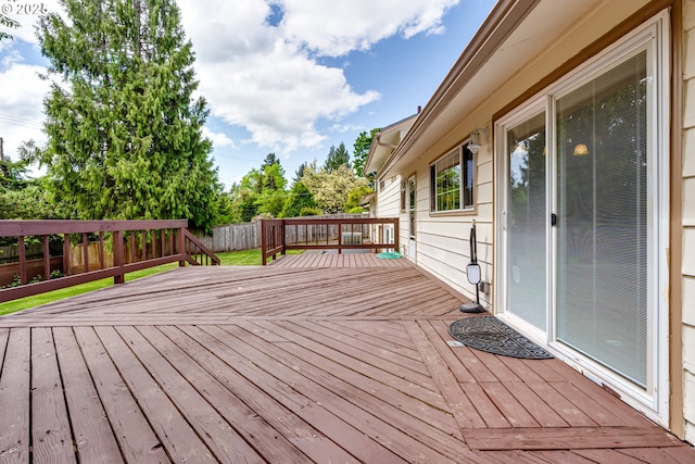 488 Pinto Way, Eugene, OR 97401 - wooden deck with a fenced backyard