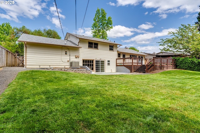 488 Pinto Way, Eugene, OR 97401 - rear view of property featuring a wooden deck and cooling unit