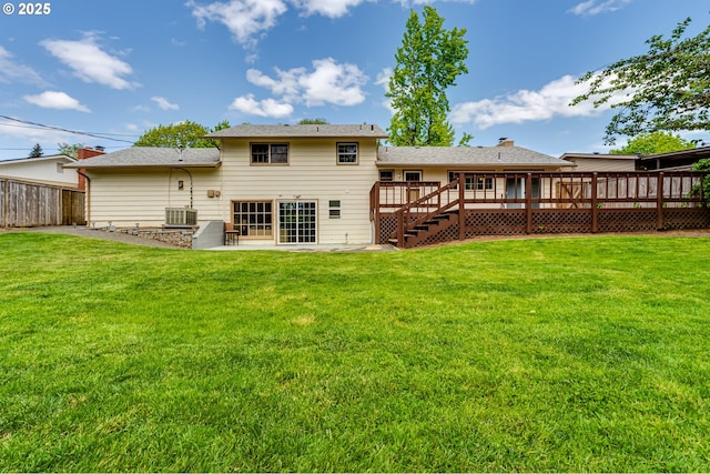 488 Pinto Way, Eugene, OR 97401 - rear view of property featuring a deck, cooling unit, stairway, and a patio area