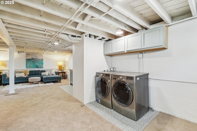 3330 SE 66th Ave, Portland, OR 97206 - laundry area featuring cabinet space, light colored carpet, and independent washer and dryer