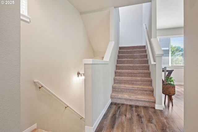 14139 SW Burlwood Ln, Beaverton, OR 97005 - staircase with wood finished floors and baseboards