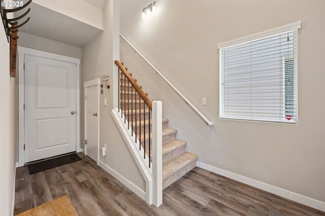 14139 SW Burlwood Ln, Beaverton, OR 97005 - entrance foyer with wood finished floors and stairs