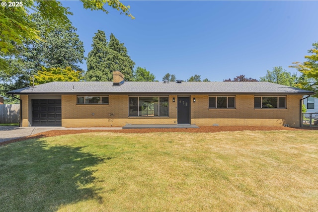 2859 NE 2nd Ave, Camas, WA 98607 - ranch-style house featuring brick siding, an attached garage, gravel driveway, and a chimney