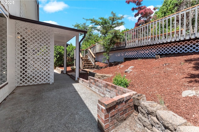 8318 SE Middle Way, Vancouver, WA 98664 - view of yard with stairway, a patio area, and a wooden deck