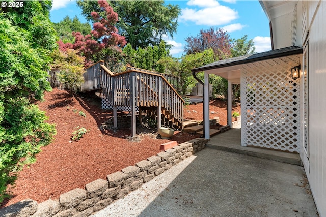8318 SE Middle Way, Vancouver, WA 98664 - view of yard featuring stairs, a deck, and a patio area