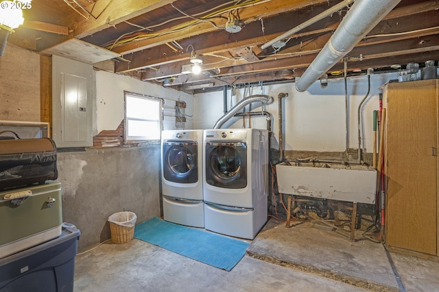 2869 SE Sherman St, Portland, OR 97214 - laundry area featuring electric panel and washing machine and dryer