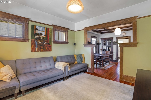 2869 SE Sherman St, Portland, OR 97214 - living area with hardwood / wood-style floors and baseboards
