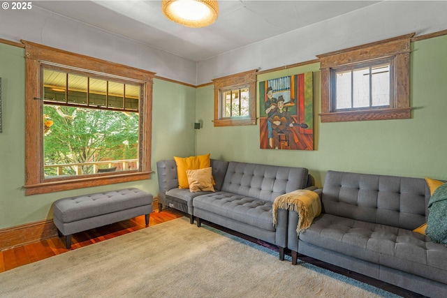 2869 SE Sherman St, Portland, OR 97214 - living room featuring wood finished floors