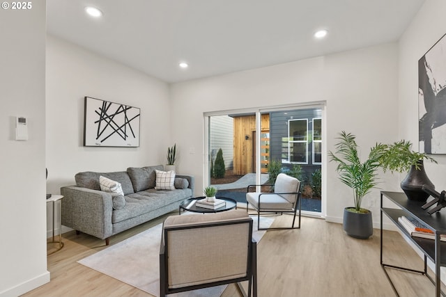 living room featuring light wood-type flooring