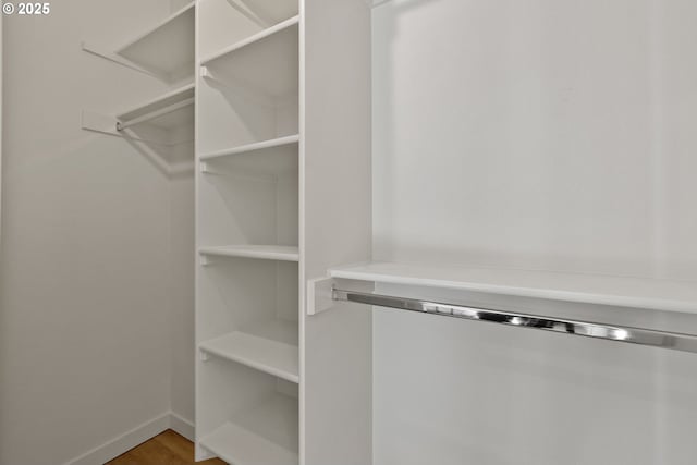 walk in closet featuring wood-type flooring