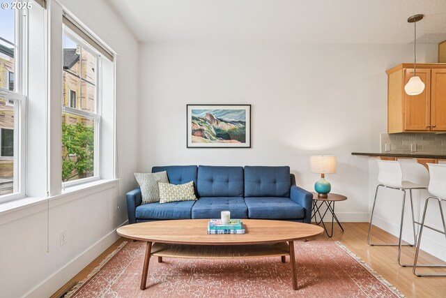 727 SE 33rd Pl Unit 21, Portland, OR 97214 - living area featuring light wood-type flooring and baseboards