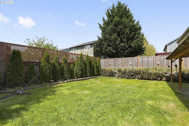 view of yard featuring a fenced backyard