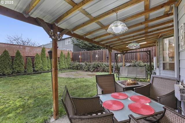 view of patio featuring a fire pit