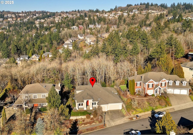 aerial view with a residential view