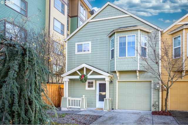 view of front of home featuring a garage