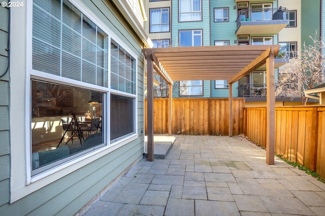 view of patio / terrace featuring a pergola