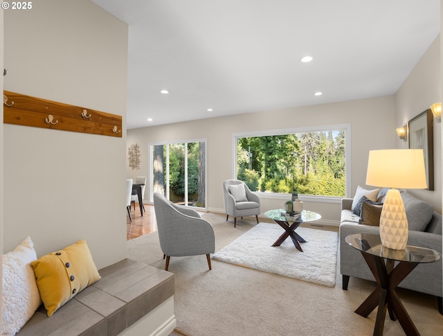 13920 Shireva Dr, Lake Oswego, OR 97034 - carpeted living area featuring recessed lighting