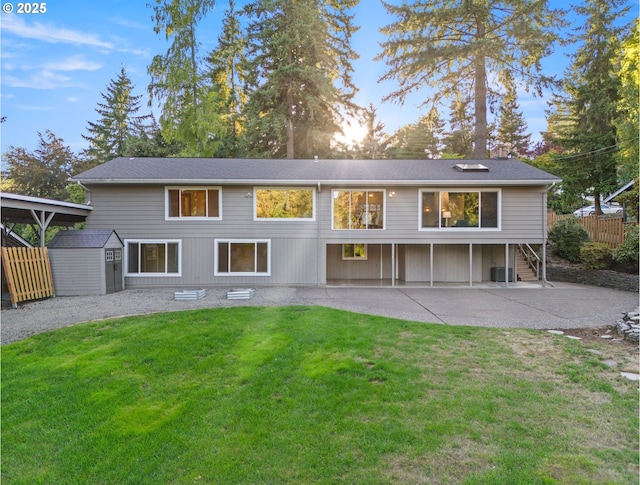 13920 Shireva Dr, Lake Oswego, OR 97034 - back of house featuring a storage shed and a patio