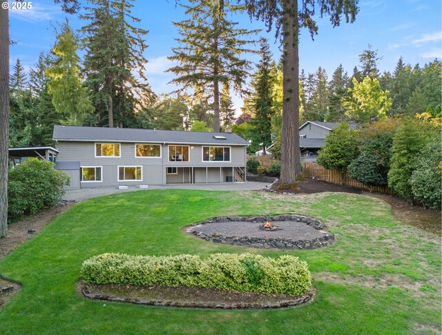13920 Shireva Dr, Lake Oswego, OR 97034 - rear view of property with a fire pit and a patio