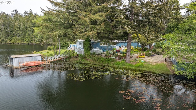 water view with a dock