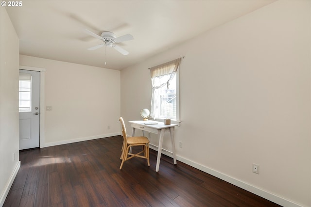 419 State St, Lyle, WA 98635 - home office with a ceiling fan, dark wood-style floors, and a wealth of natural light